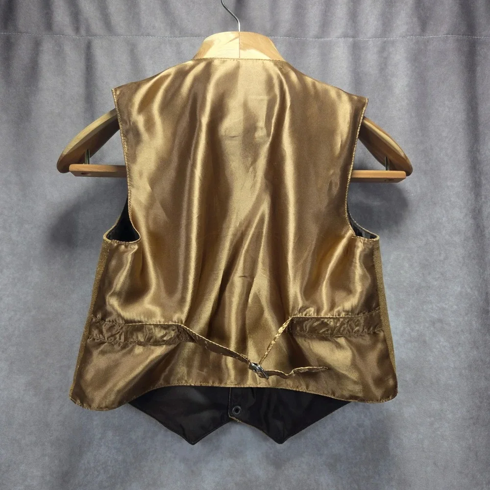 Scully Kids Youth XL Tan Suede Leather Western Vest Oklahoma State Seal Buttons